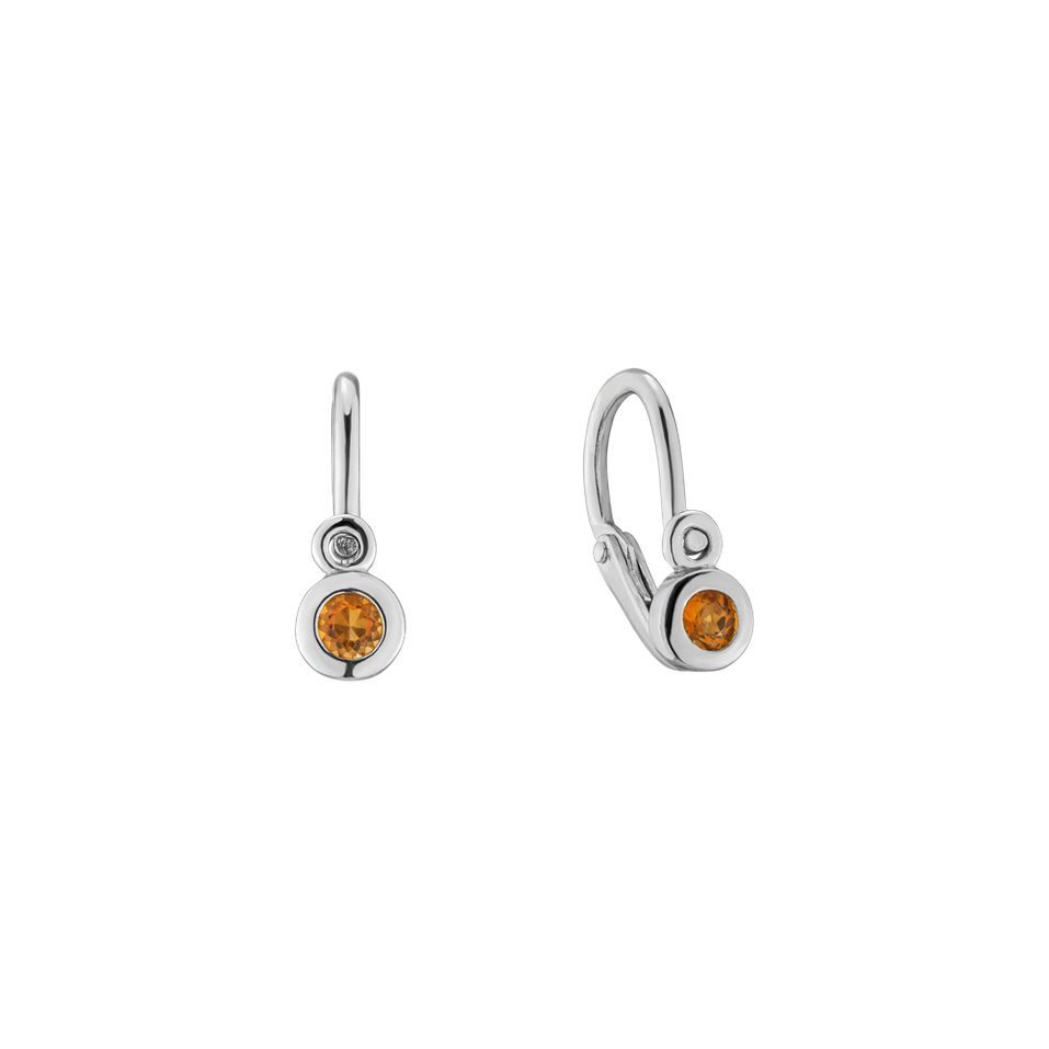 Children's earrings with Citrine Little Treasure