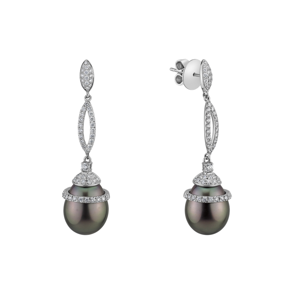 Diamond earrings with Pearl Neptune Echo