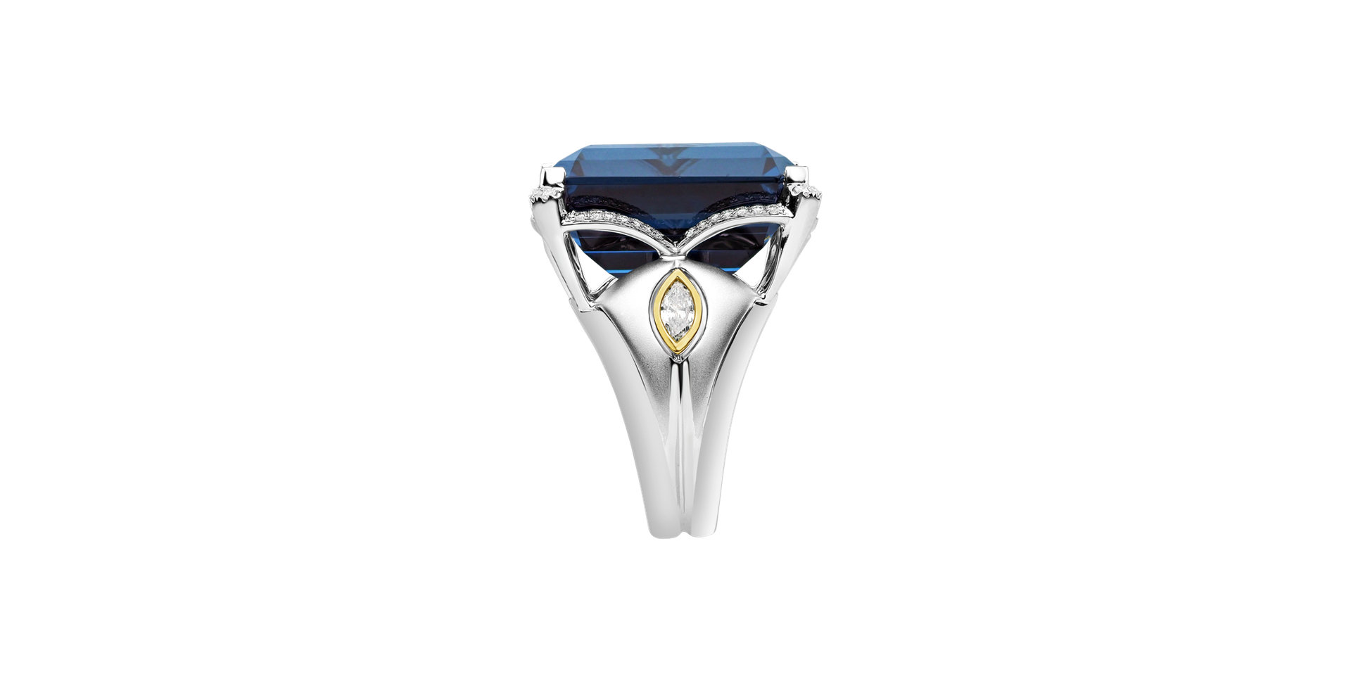 Diamond ring with Topaz Blue Rhapsody
