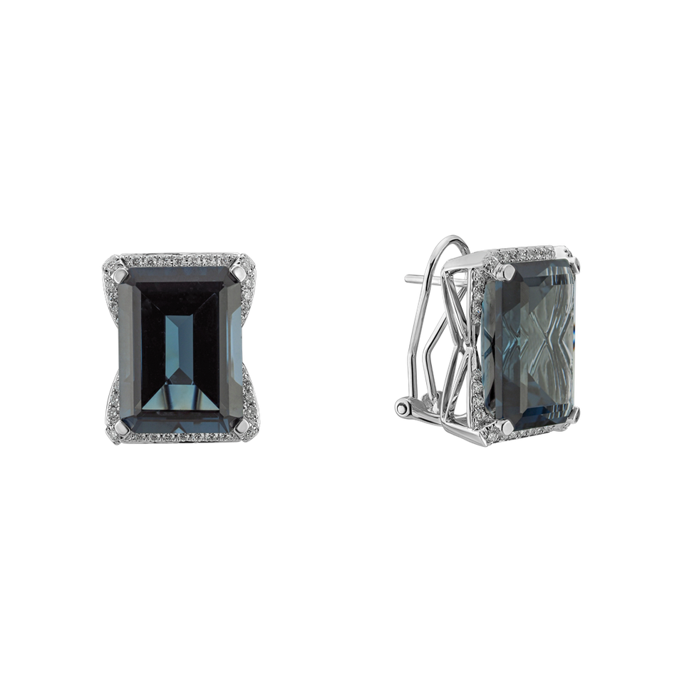 Diamond earrings with Topaz Blue Harmony