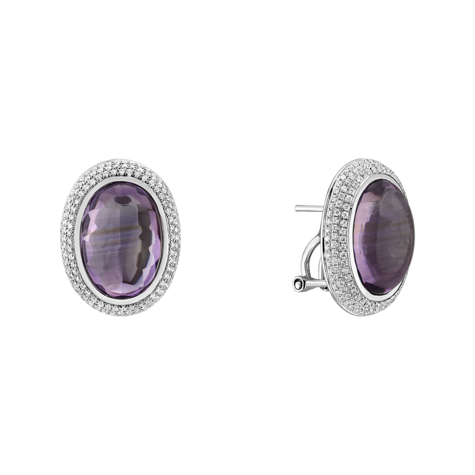 Diamond earrings with Amethyst Lullabic Melody