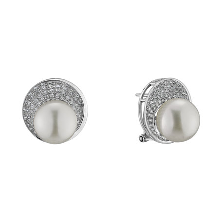 Diamond earrings with Pearl Analeigh