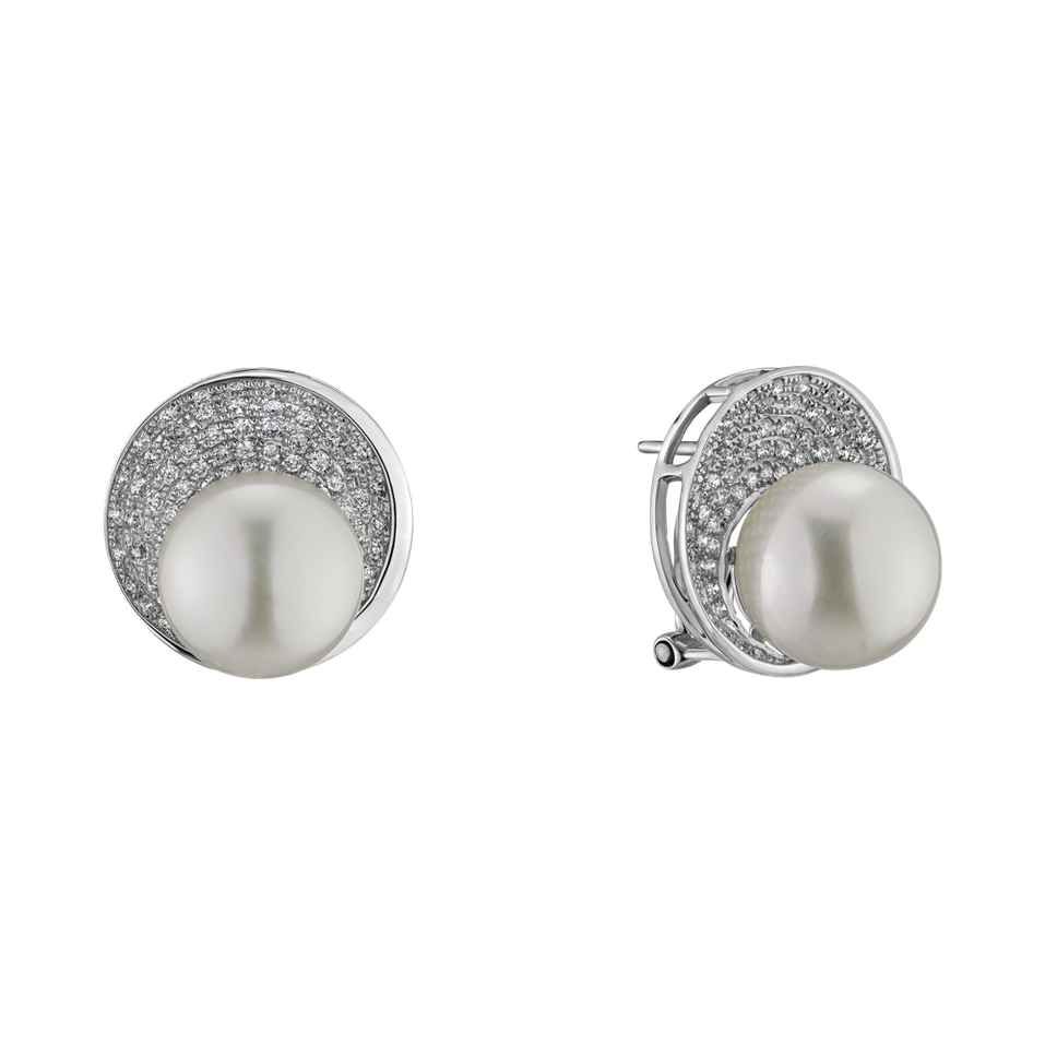 Diamond earrings with Pearl Analeigh