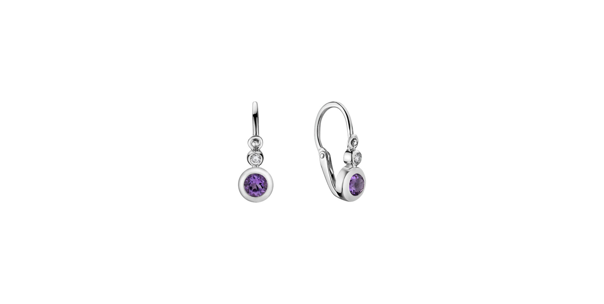 Children's diamond earrings with Amethyst Diamond Beauty