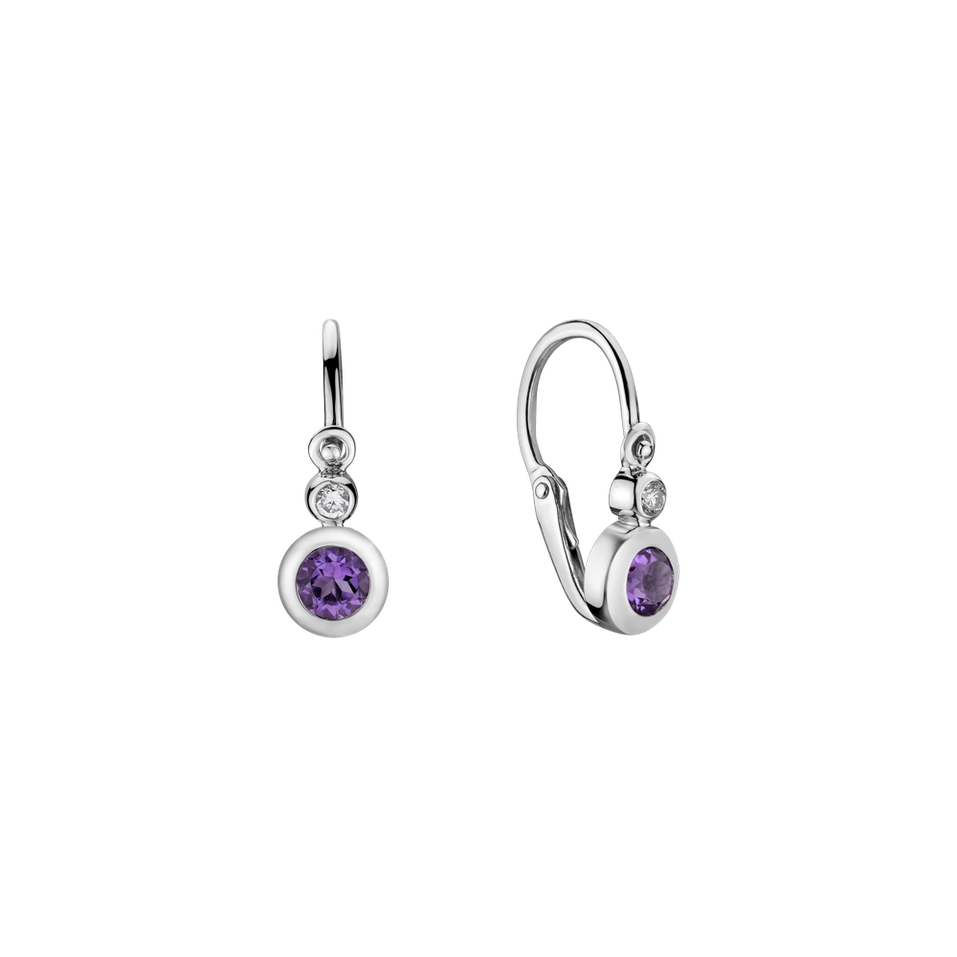 Children's diamond earrings with Amethyst Diamond Beauty