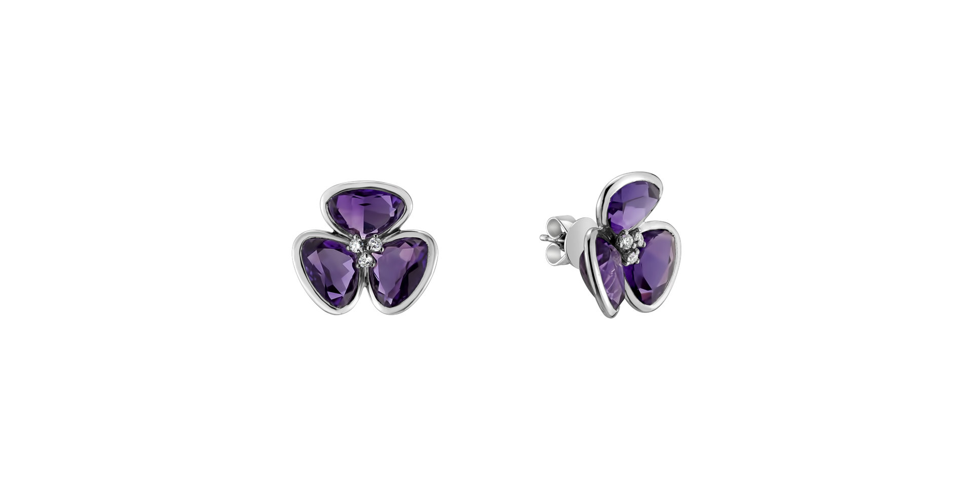 Diamond earrings with Amethyst Simon