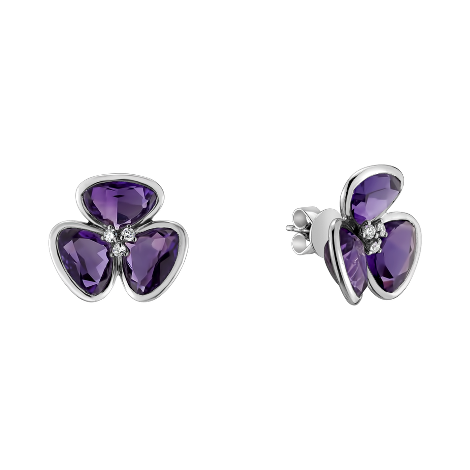 Diamond earrings with Amethyst Simon