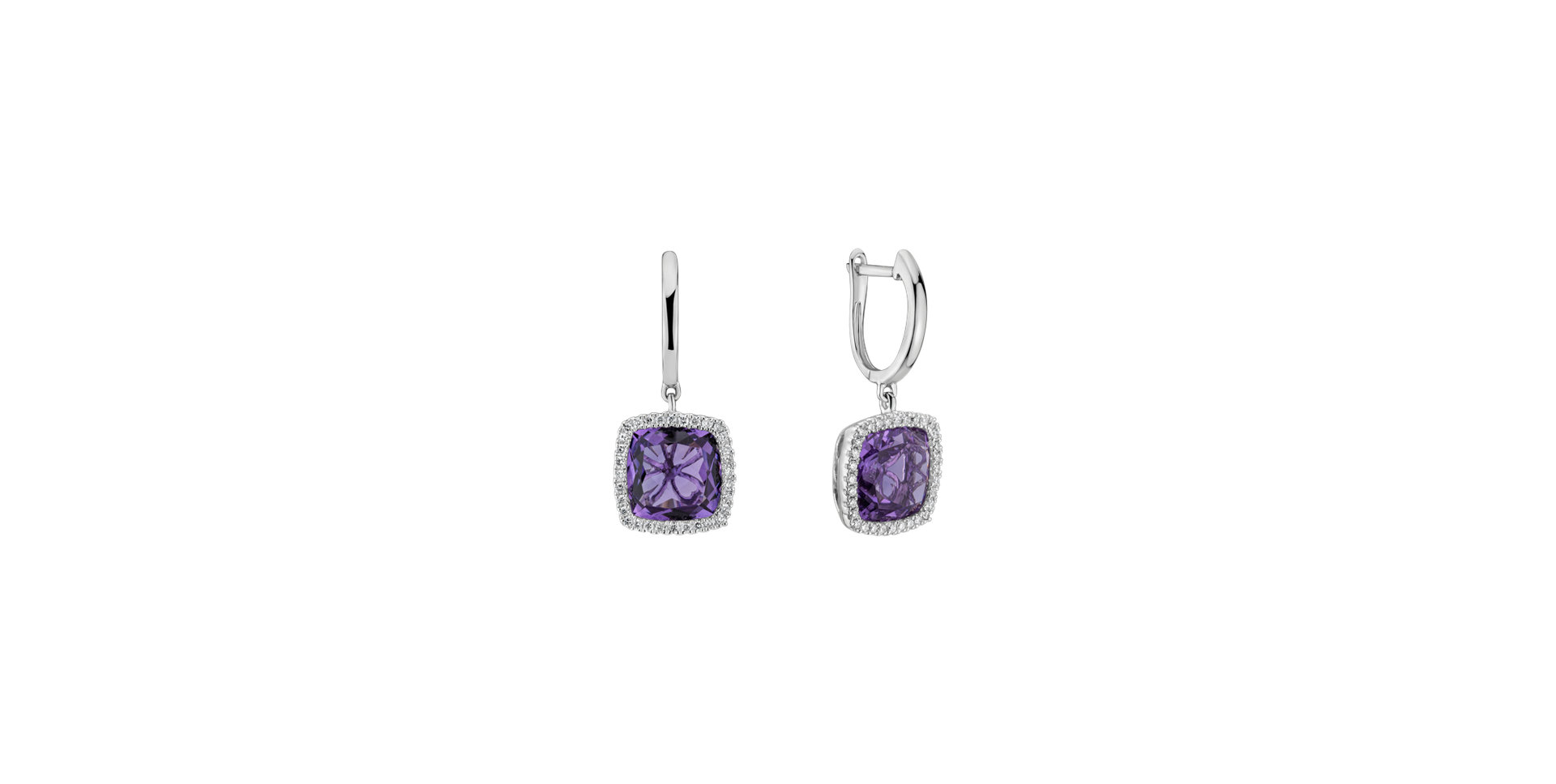 Diamond earrings with Amethyst Pèlerinage