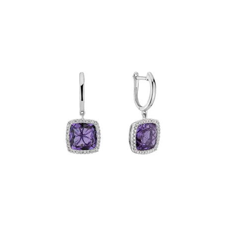 Diamond earrings with Amethyst Pèlerinage