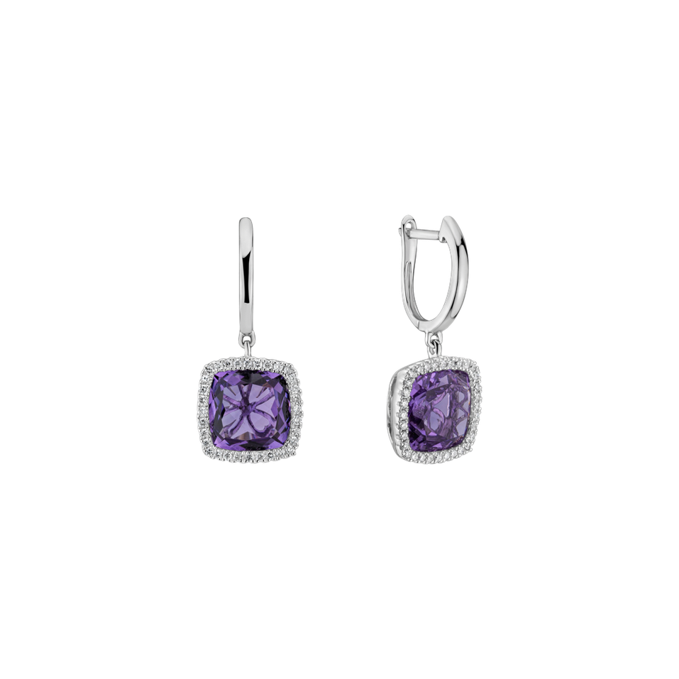 Diamond earrings with Amethyst Pèlerinage