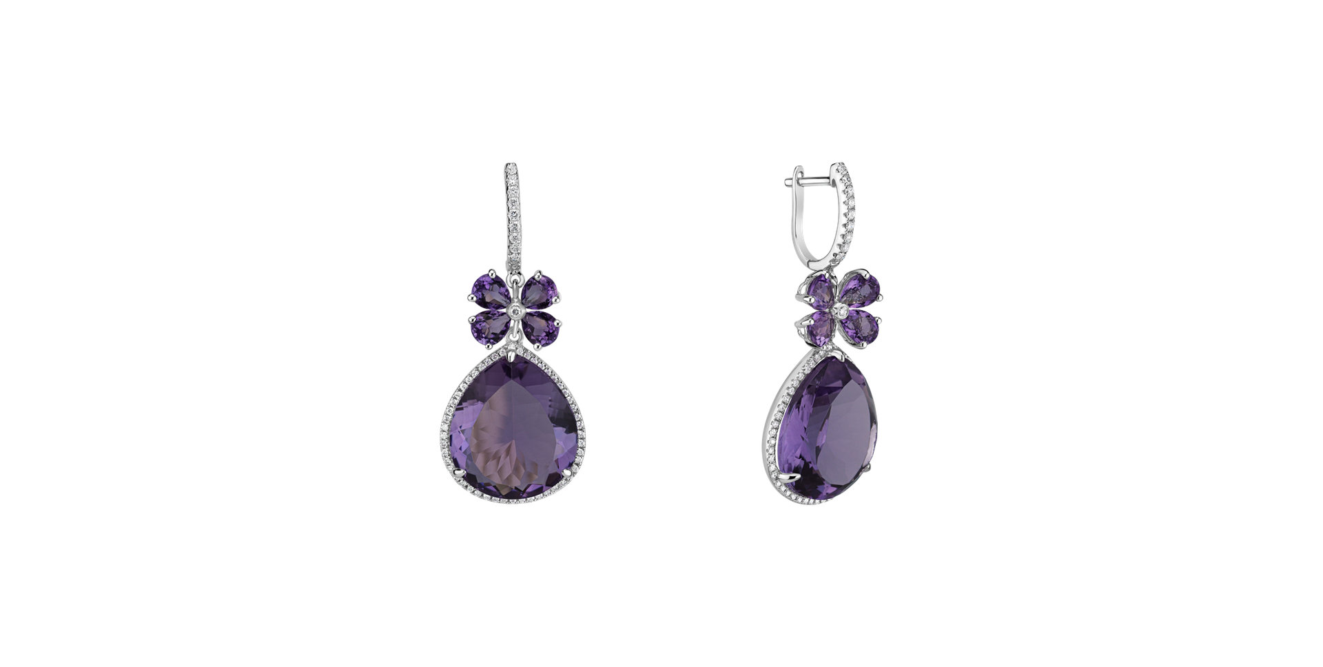Diamond earrings with Amethyst Freida