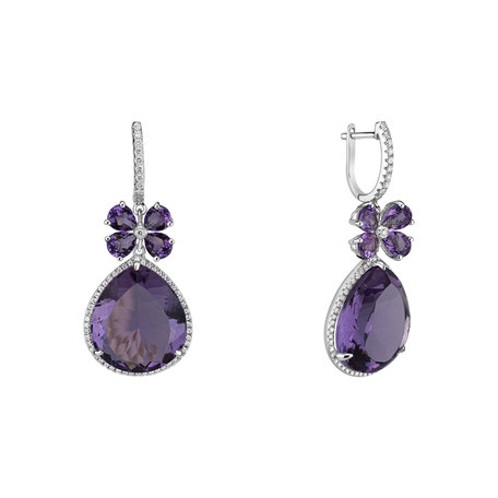 Diamond earrings with Amethyst Freida