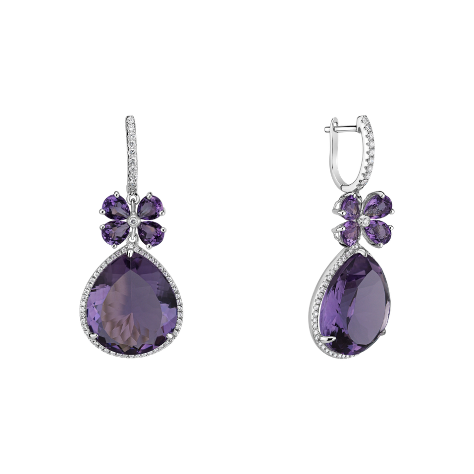 Diamond earrings with Amethyst Freida