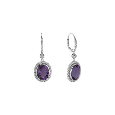 Diamond earrings with Amethyst Penny