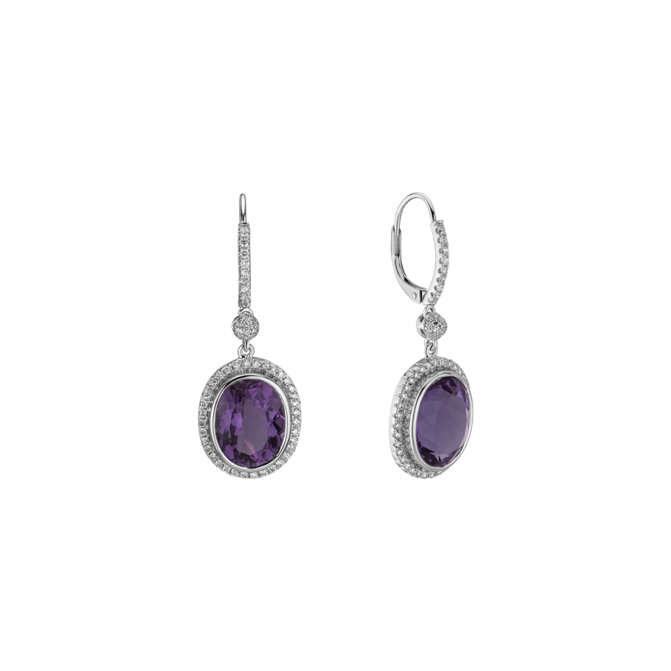 Diamond earrings with Amethyst Penny
