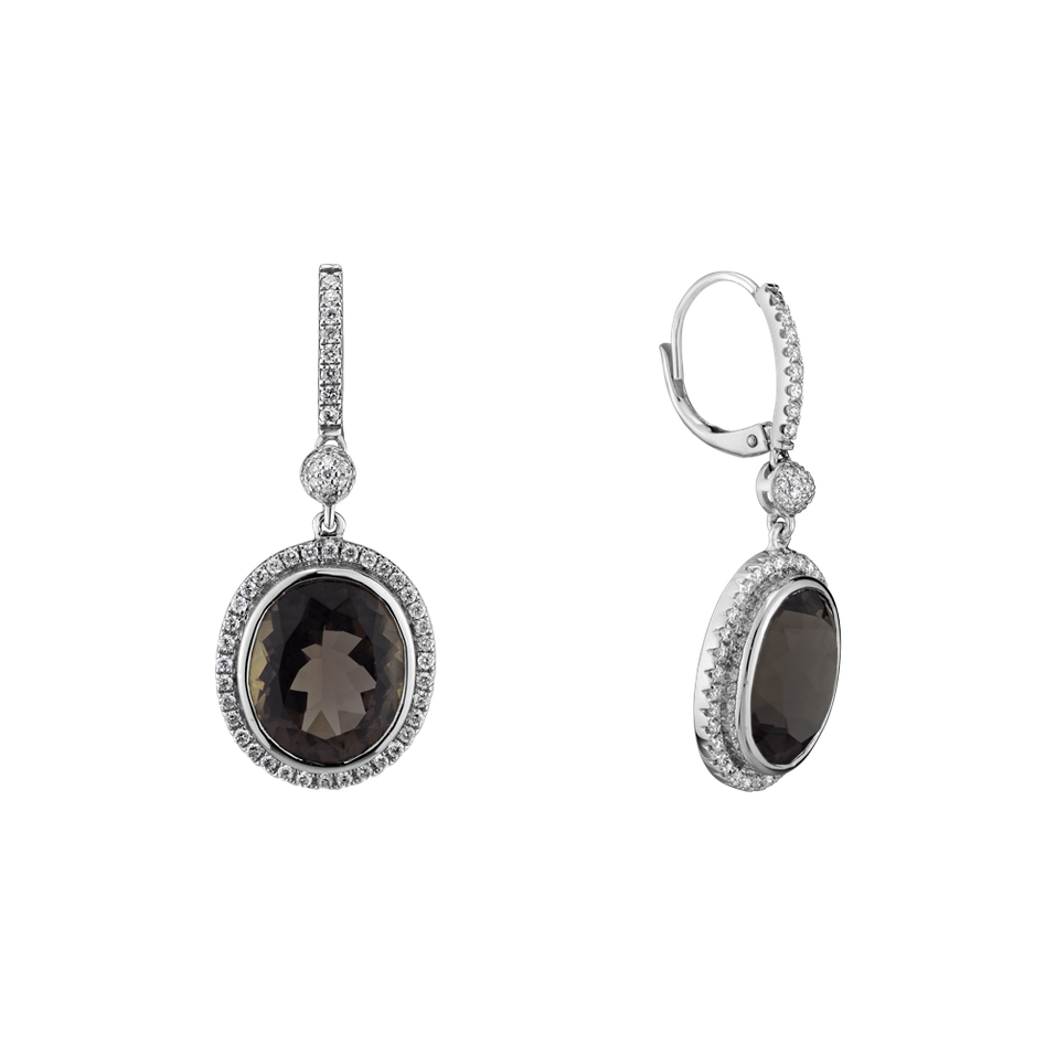 Diamond earrings with Quartz Penny
