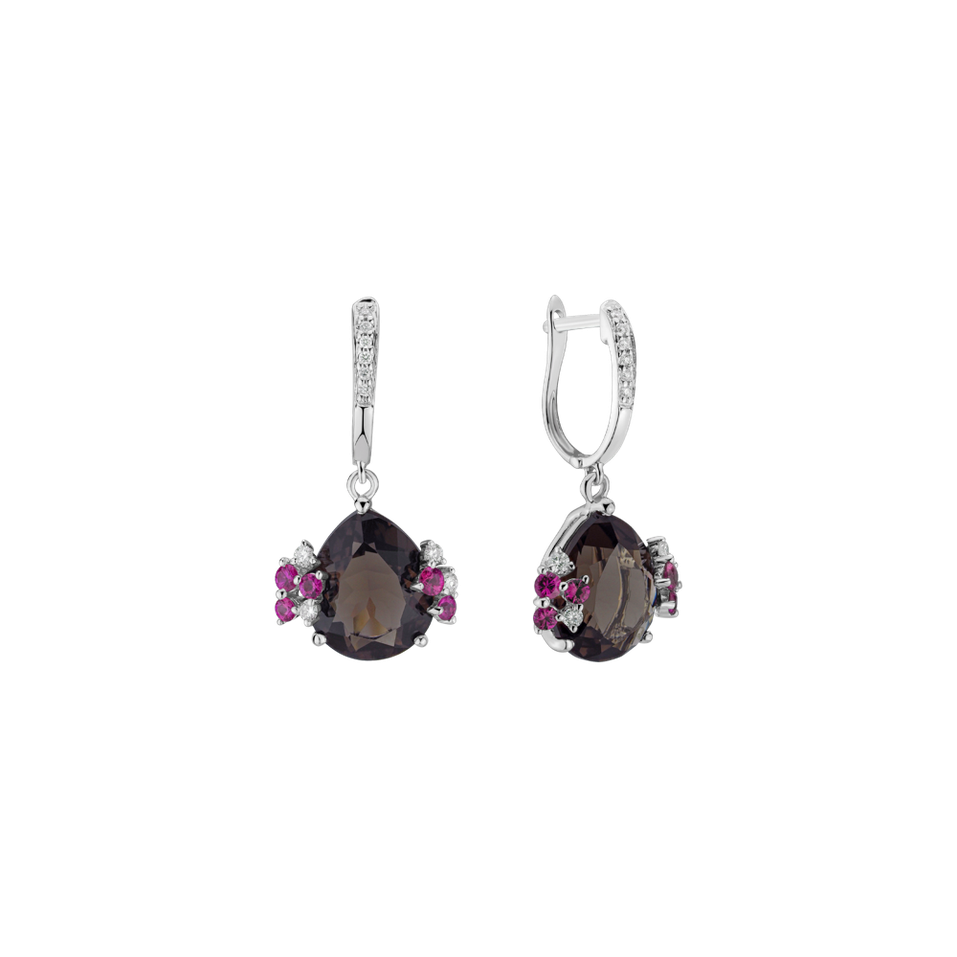 Diamond earrings with Quartz and Sapphire Aurore