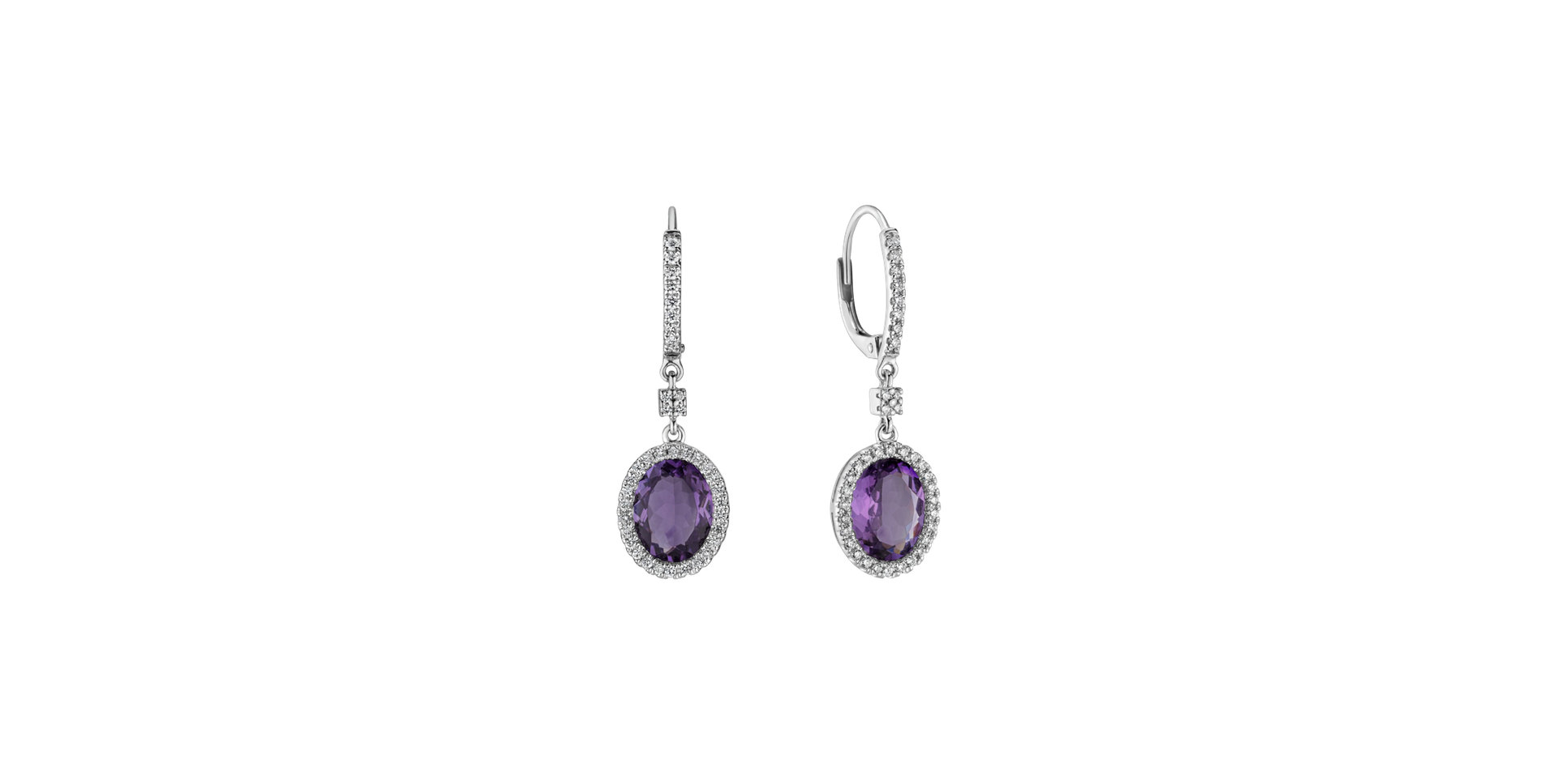 Diamond earrings with Amethyst Strayer