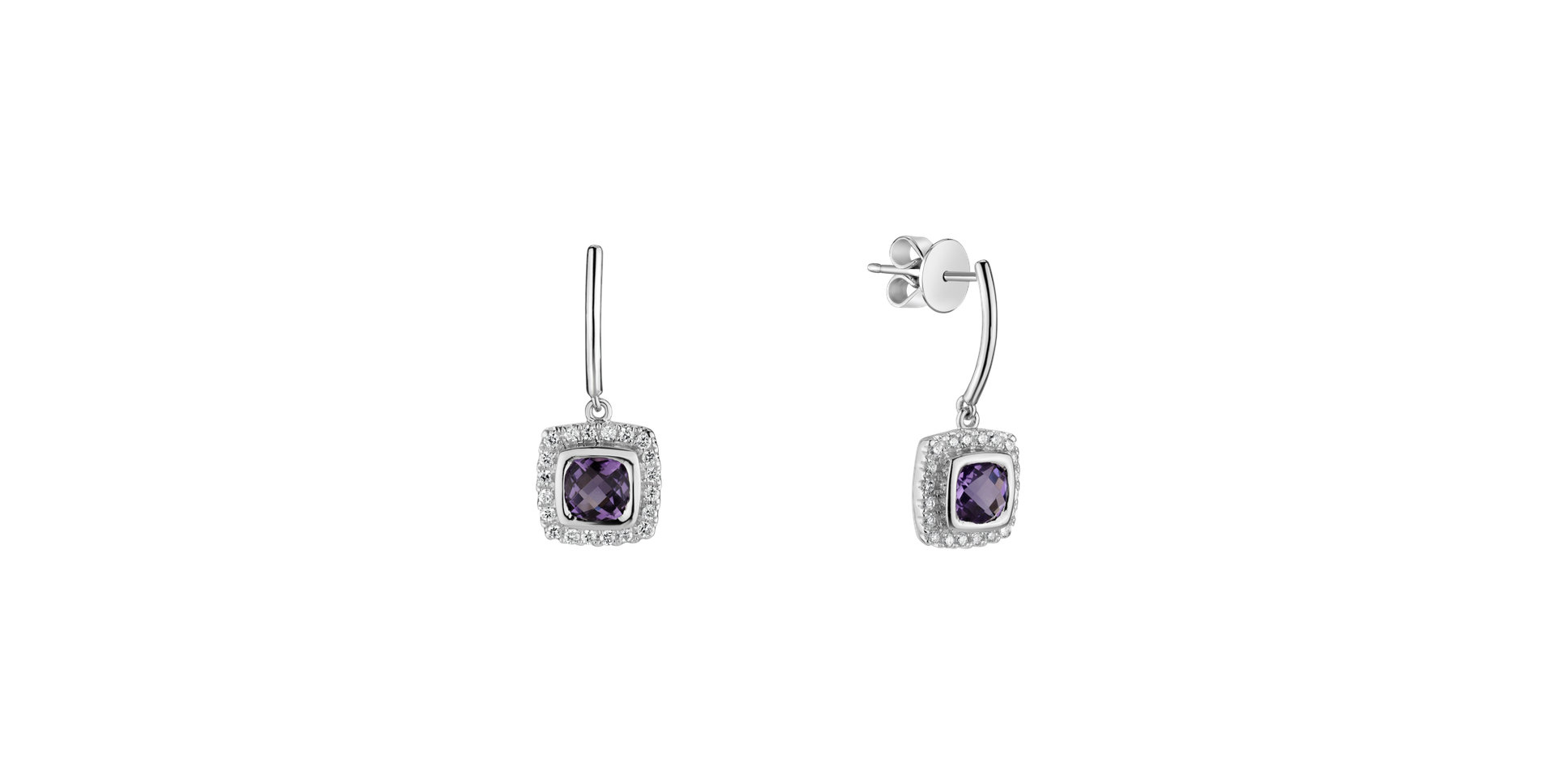 Diamond earrings with Amethyst Morcant