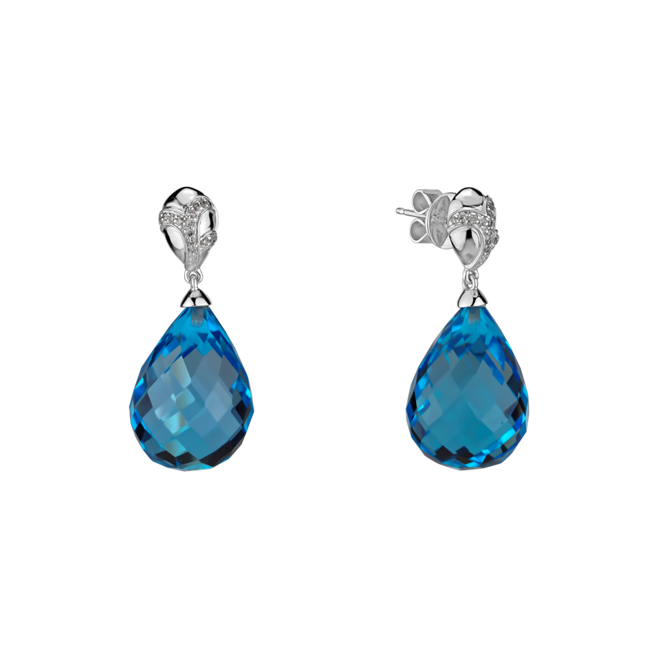 Diamond earrings with Topaz Hanlerore
