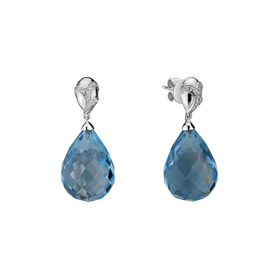 Diamond earrings with Topaz Hanlerore