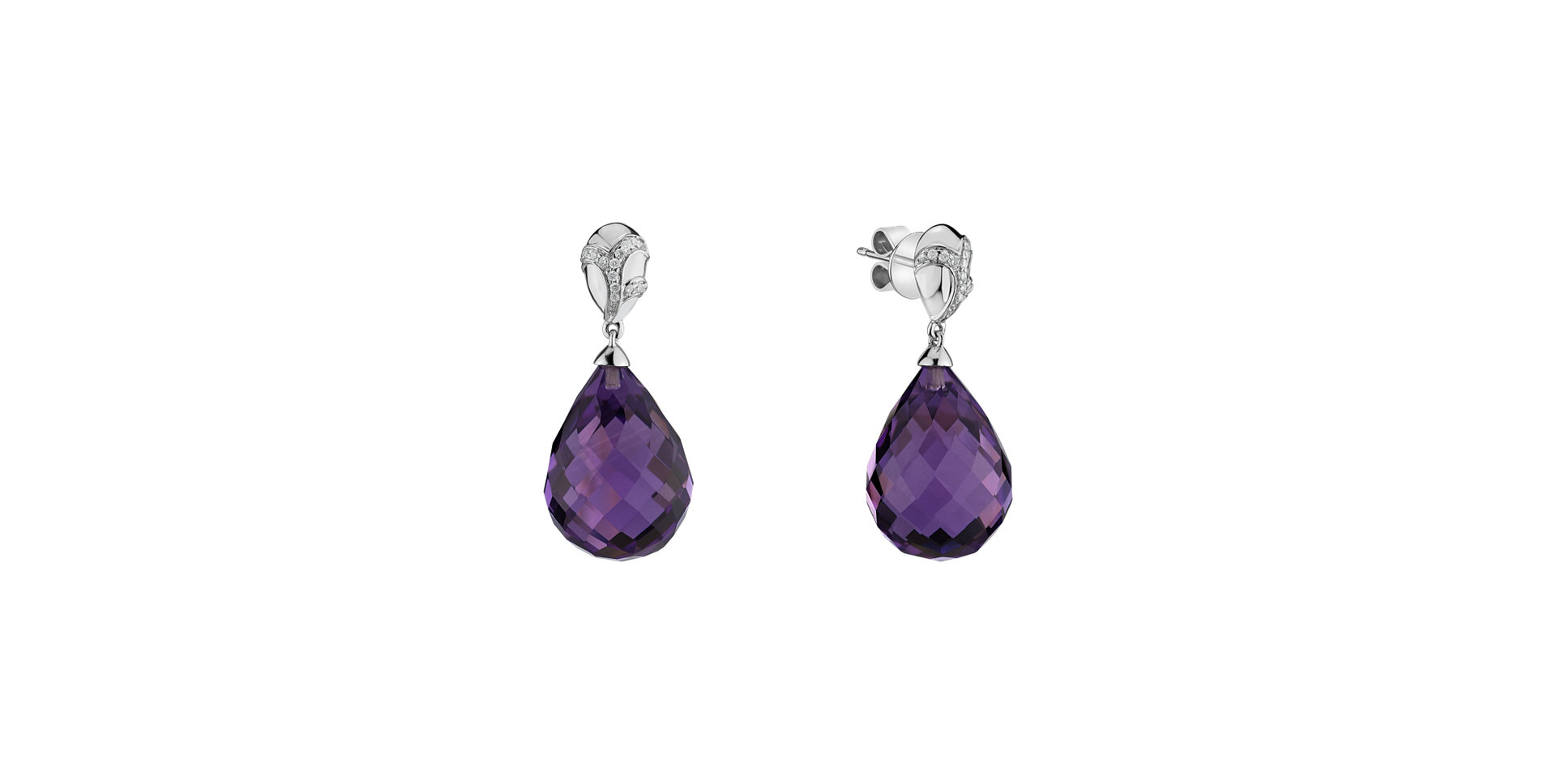 Diamond earrings with Amethyst Hanlerore
