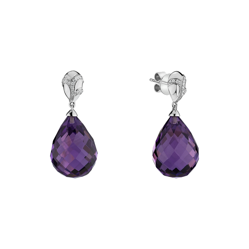 Diamond earrings with Amethyst Hanlerore