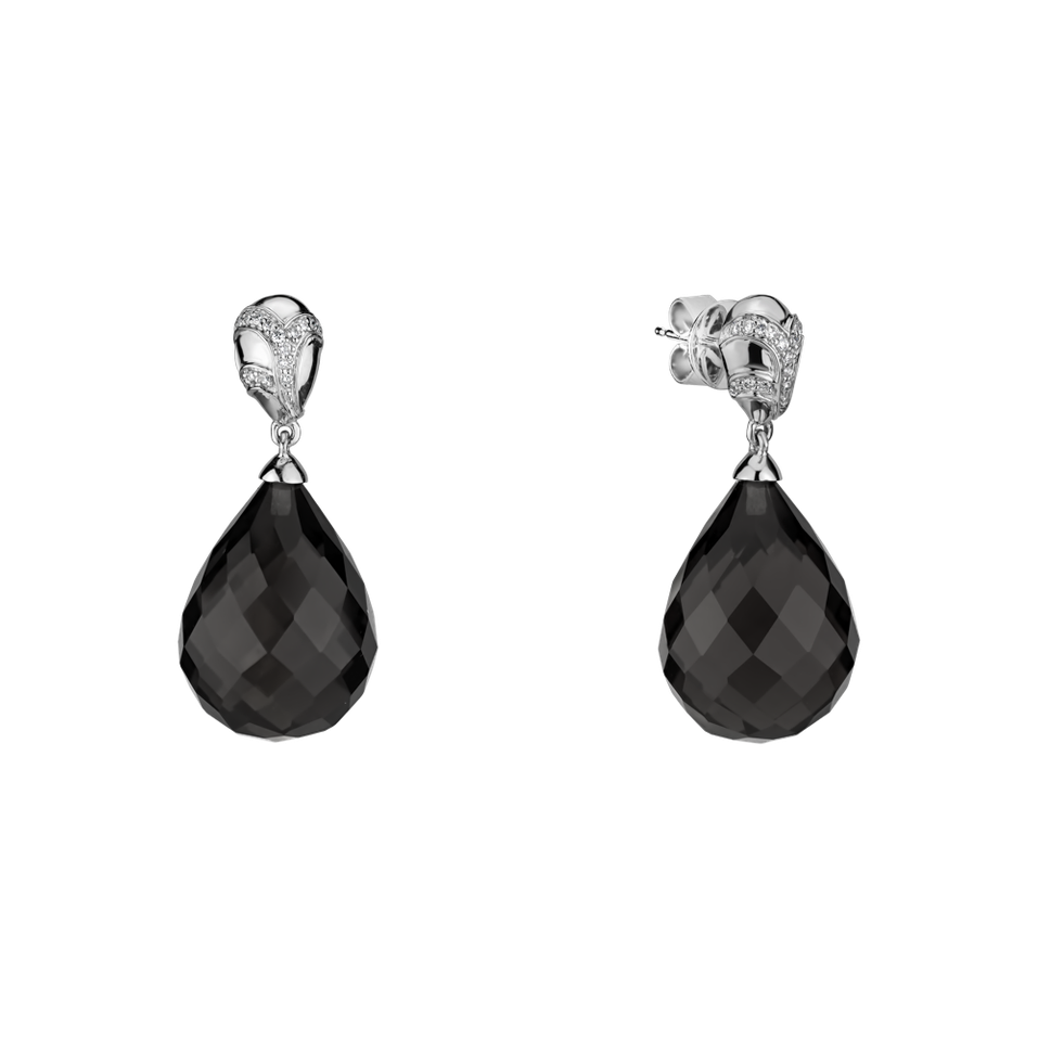 Diamond earrings with Quartz Hanlerore
