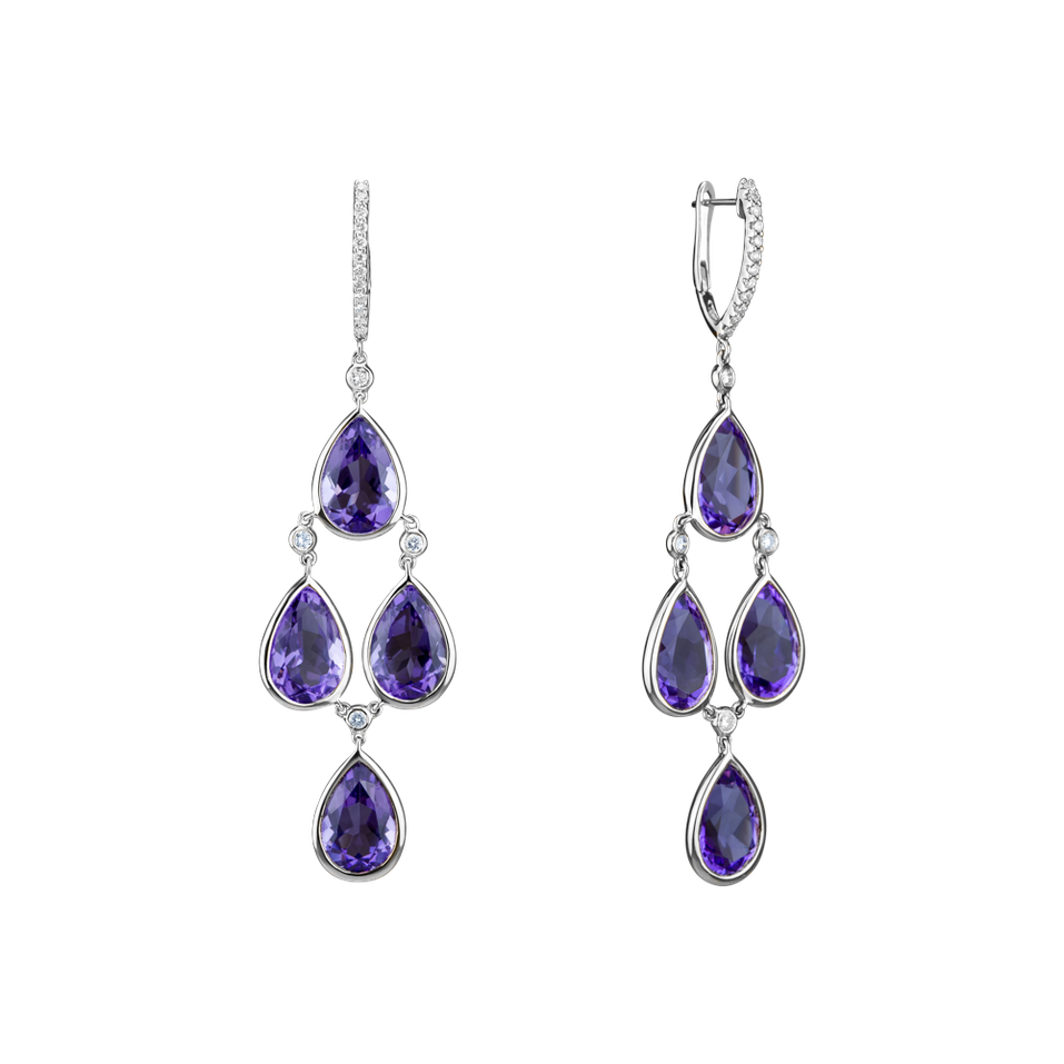 Diamond earrings with Amethyst Dita