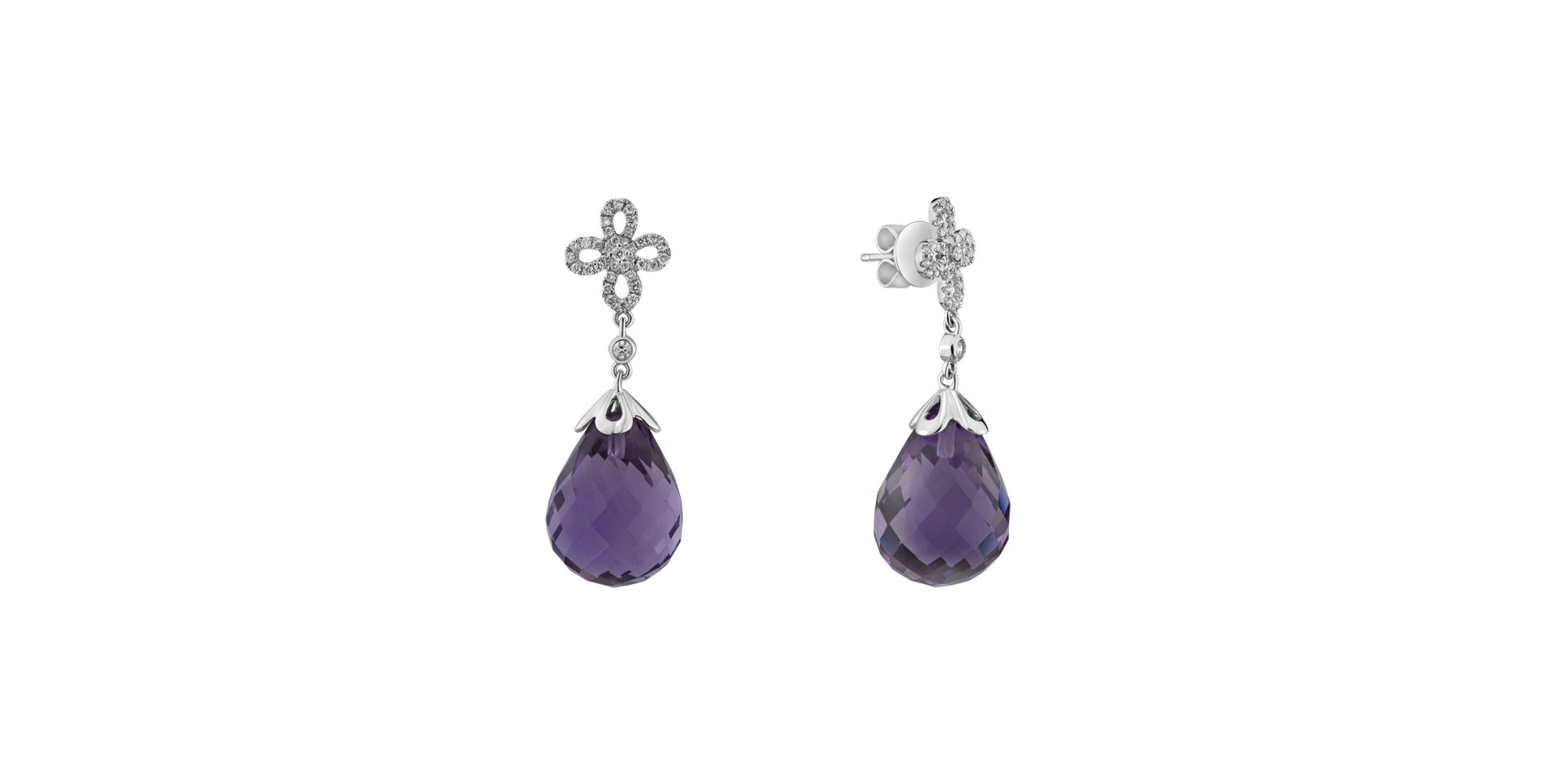 Diamond earrings with Amethyst Katja