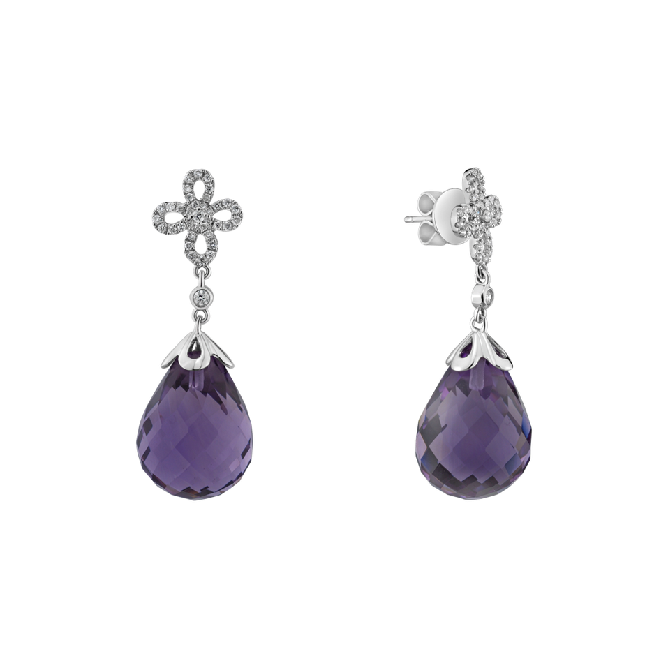 Diamond earrings with Amethyst Katja
