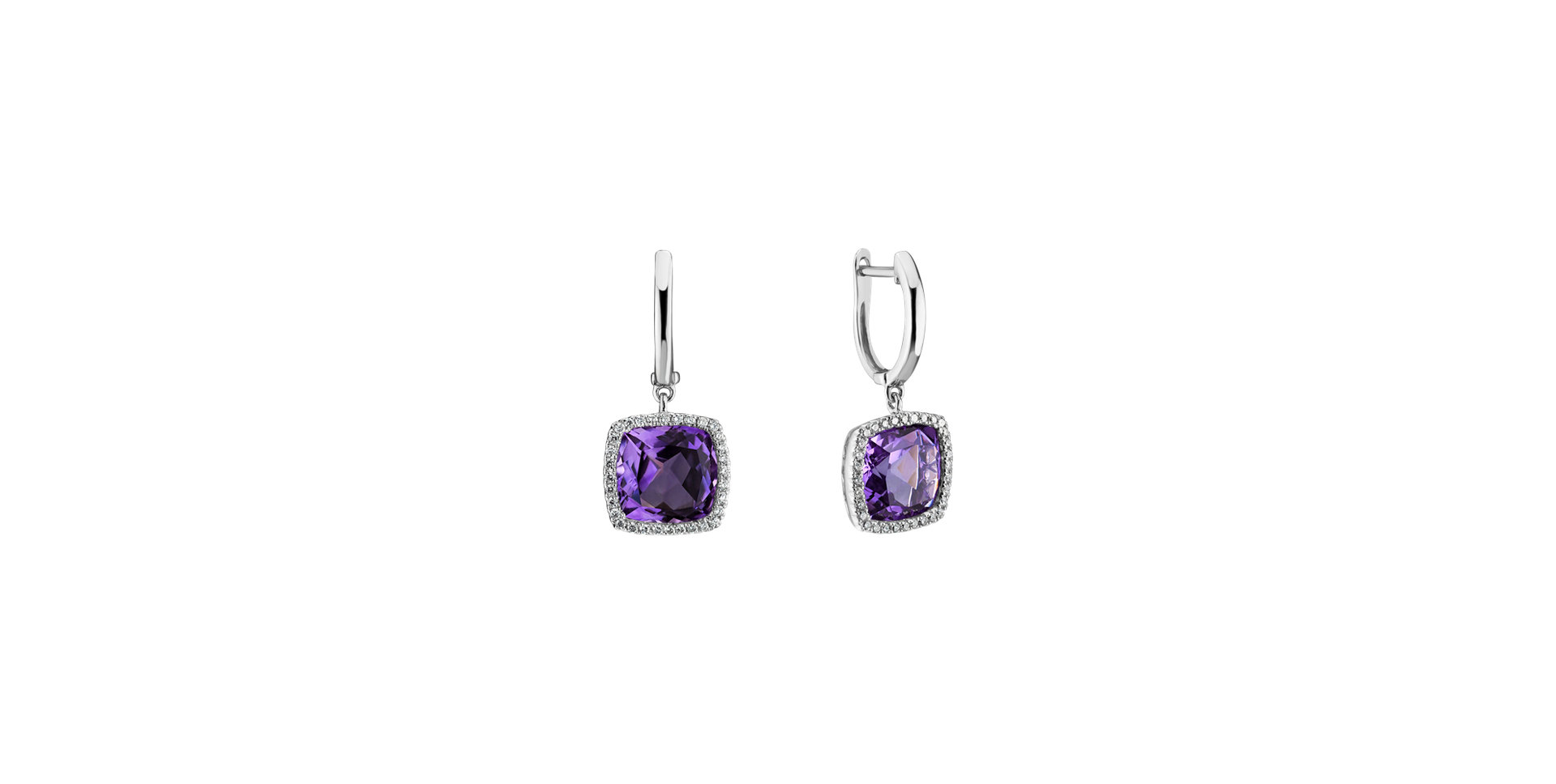 Diamond earrings with Amethyst Severed Fate
