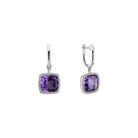 Diamond earrings with Amethyst Severed Fate