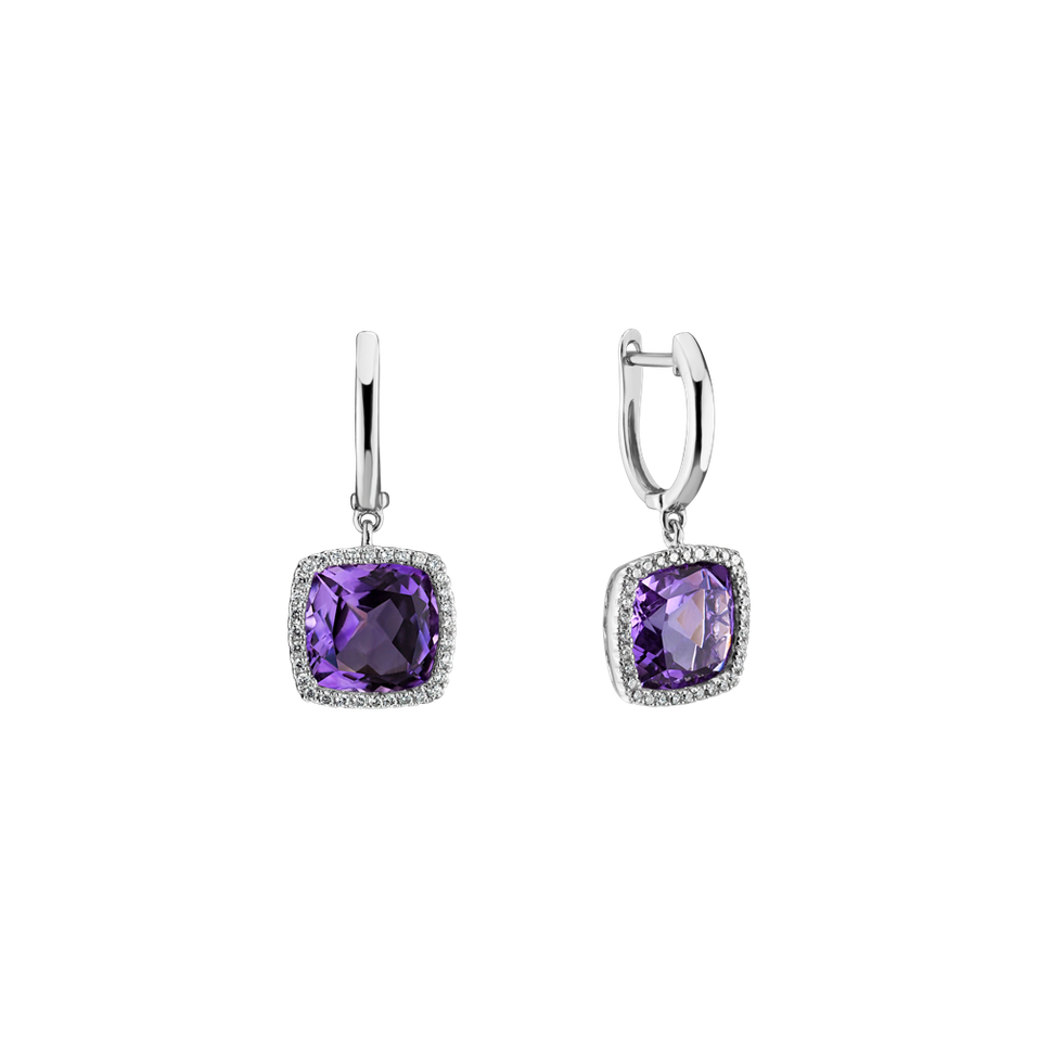 Diamond earrings with Amethyst Severed Fate