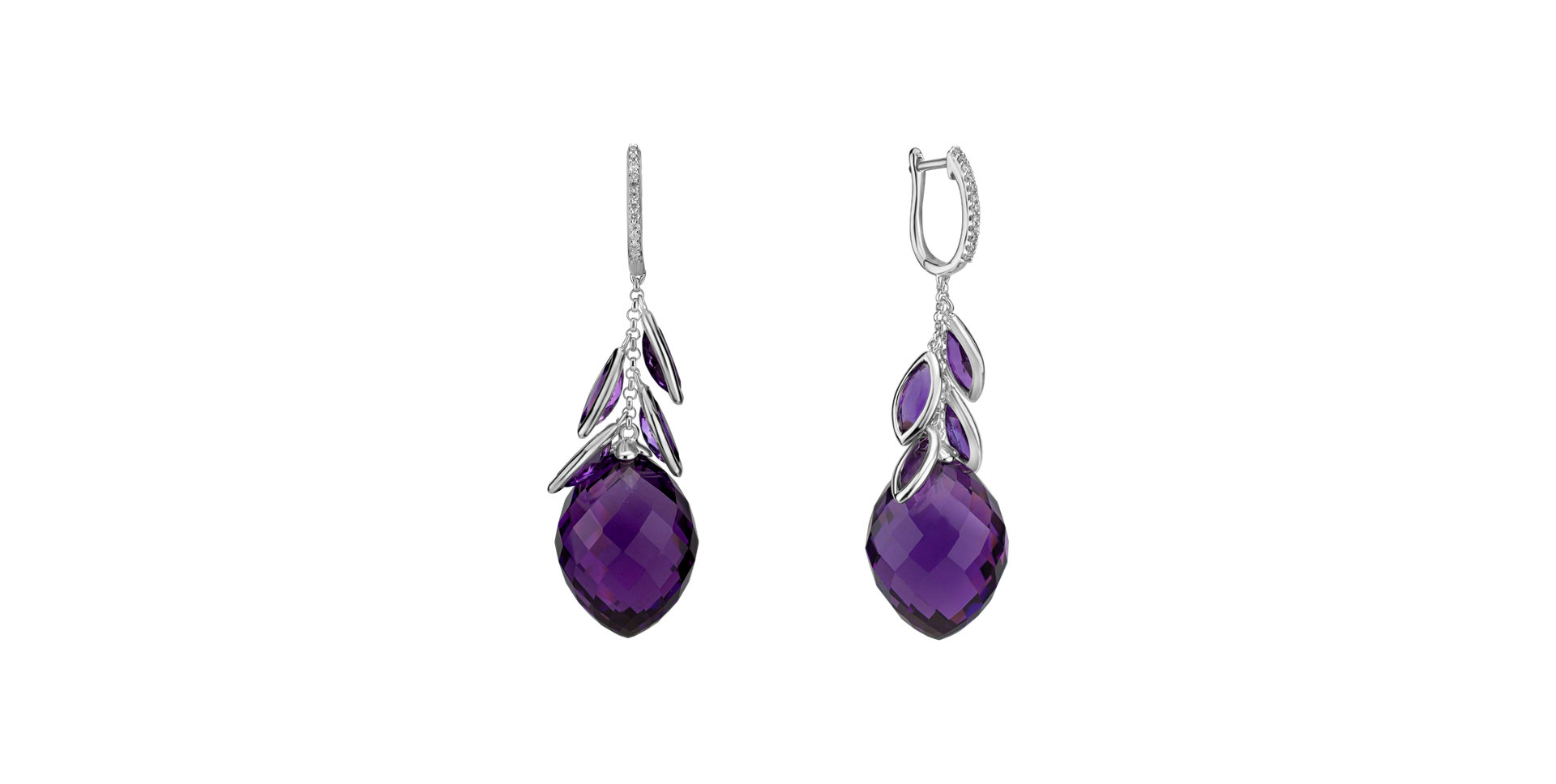 Diamond earrings with Amethyst Persephone