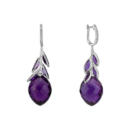 Diamond earrings with Amethyst Persephone
