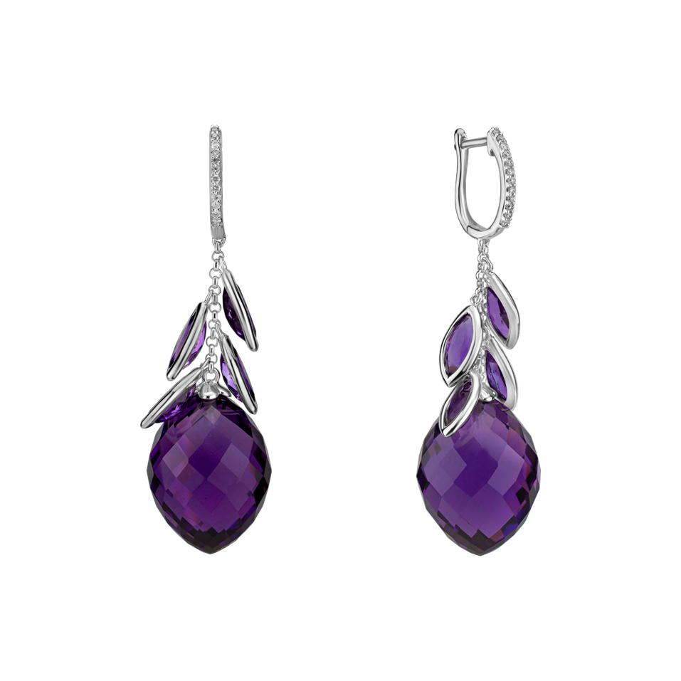 Diamond earrings with Amethyst Persephone