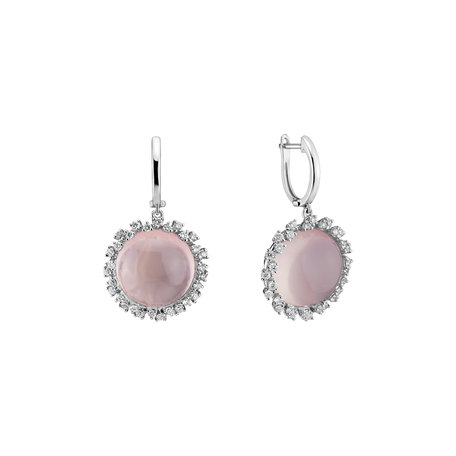 Diamond earrings with Rose Quartz Sally