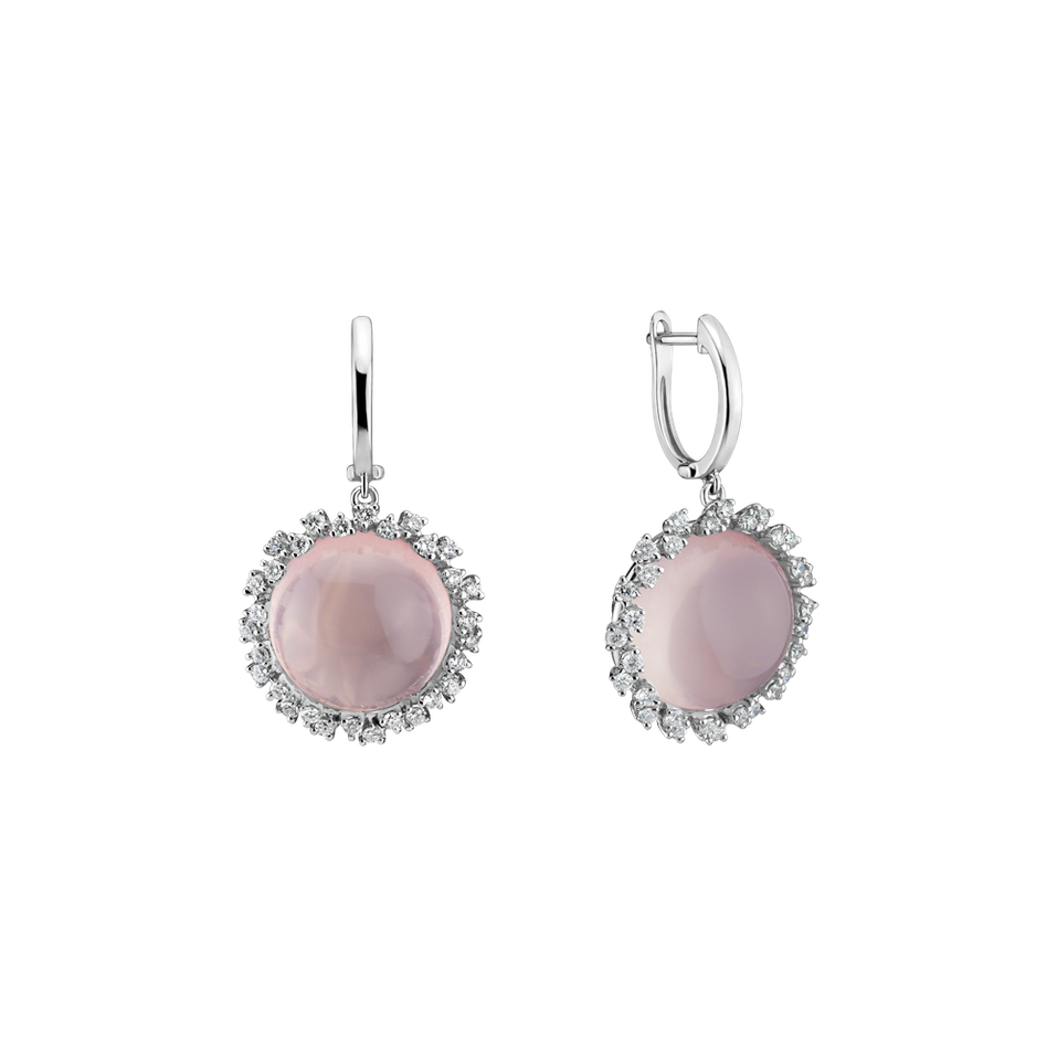 Diamond earrings with Rose Quartz Sally