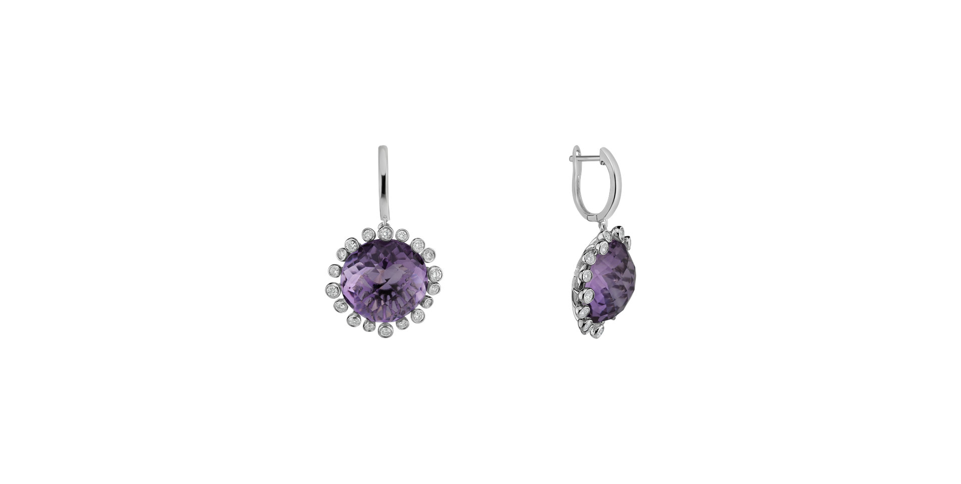 Diamond earrings with Amethyst Sandra