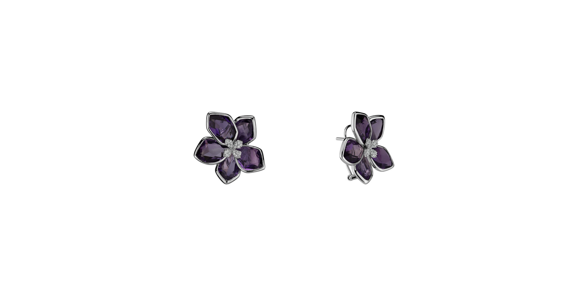 Diamond earrings with Amethyst Siriena
