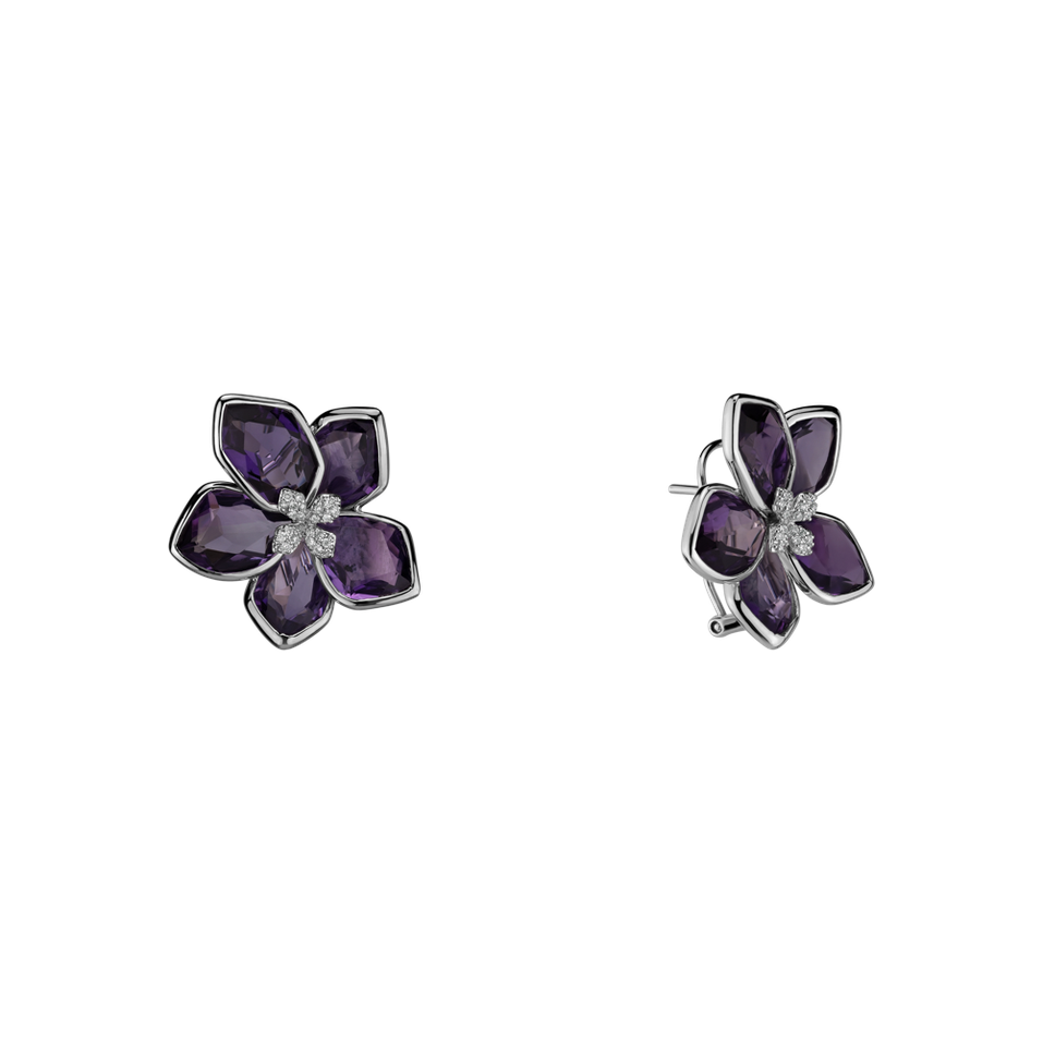 Diamond earrings with Amethyst Siriena