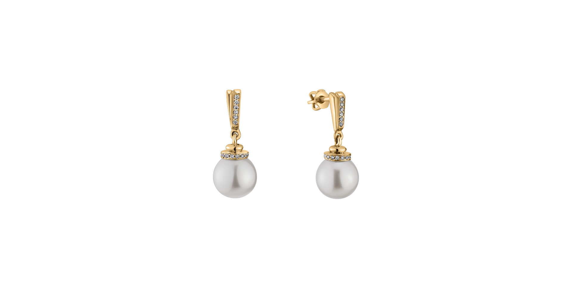 Diamond earrings with Pearl Sea Twins