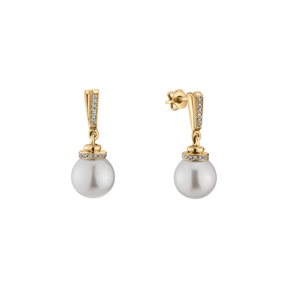 Diamond earrings with Pearl Sea Twins