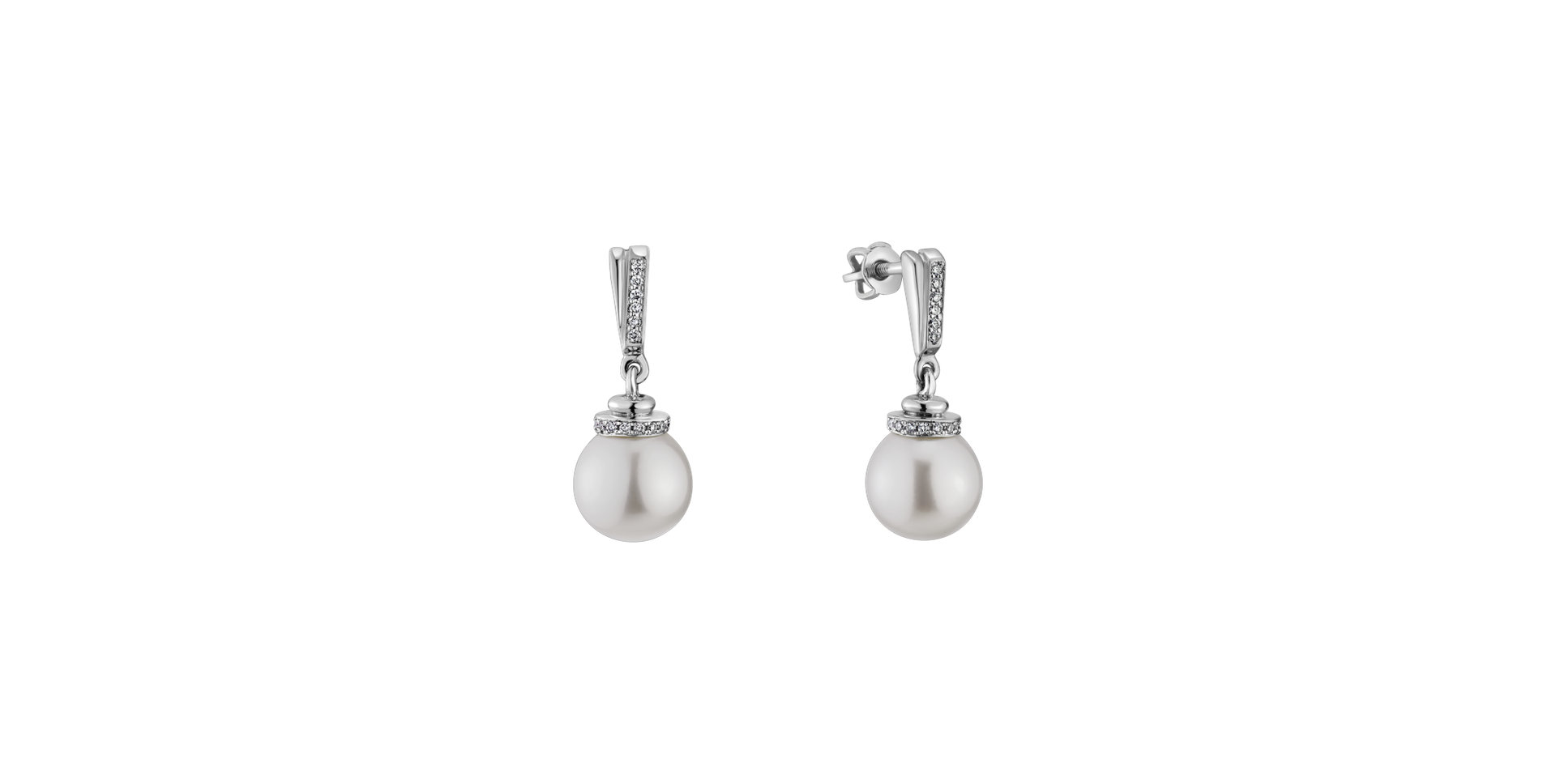 Diamond earrings with Pearl Sea Twins