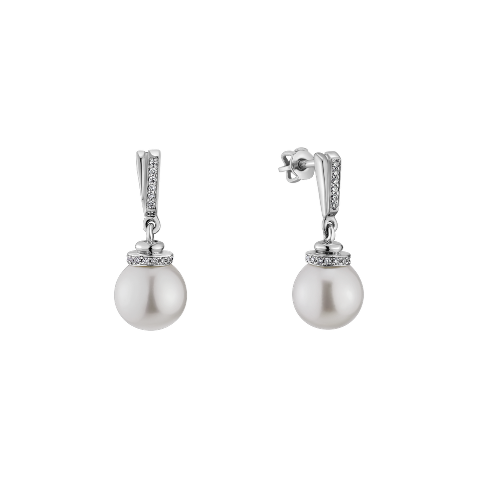 Diamond earrings with Pearl Sea Twins