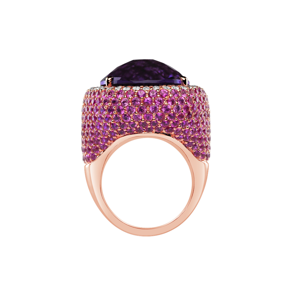 Diamond ring with Amethyst and Sapphire Violetta