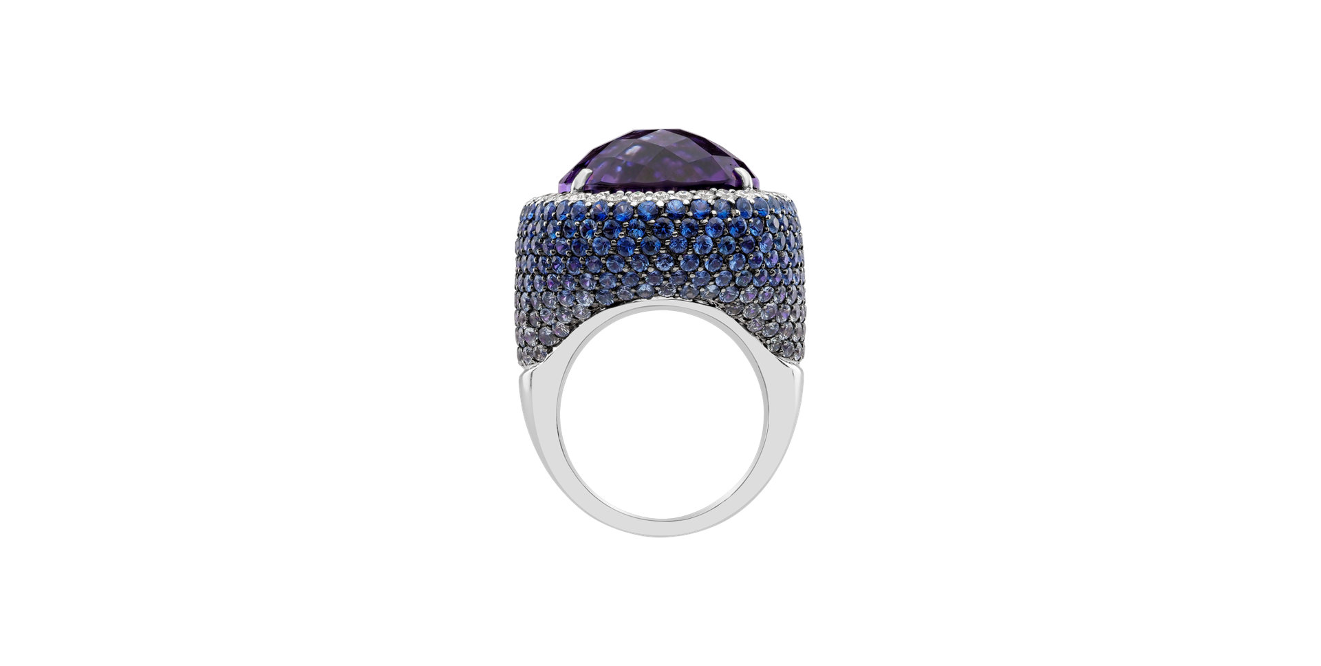Diamond ring with Amethyst and Sapphire Violetta