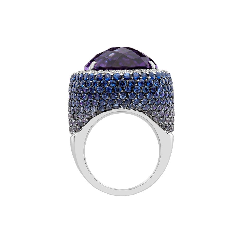 Diamond ring with Amethyst and Sapphire Violetta
