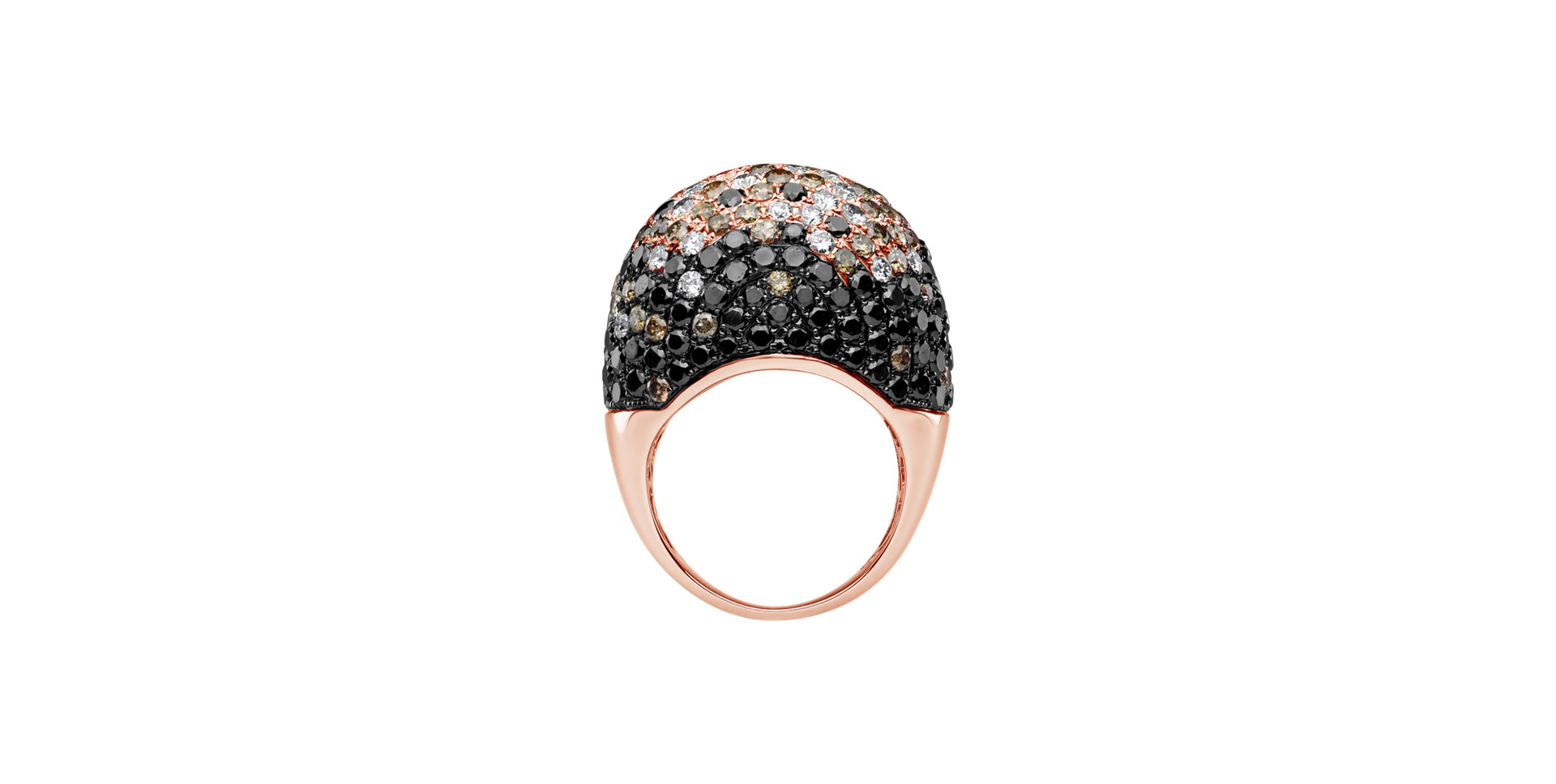 Ring with white, black and brown diamonds Midnight Glam